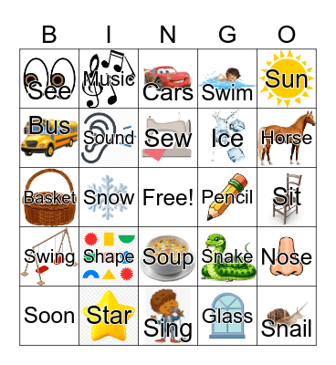 /s/ sound bingo Card