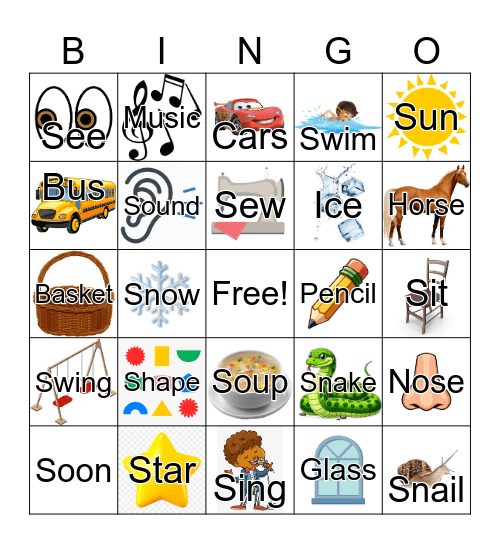/s/ sound bingo Card