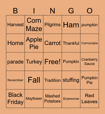 THANKSGIVING BINGO Card