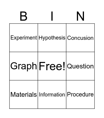 Science Experiment Bingo Card