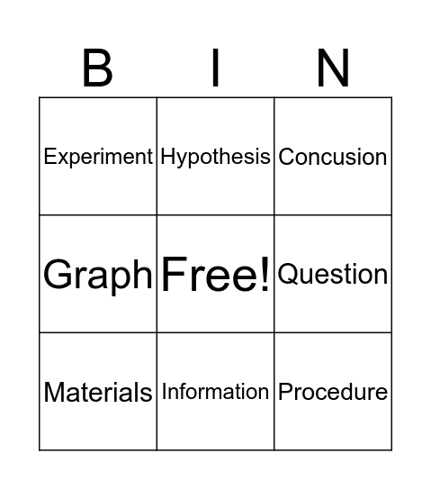 Science Experiment Bingo Card