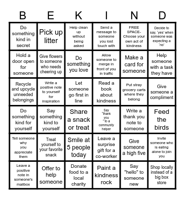 World Kindness Day 2025! Bingo Card