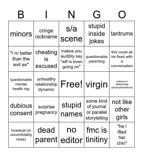 Colleen Hoover Book Bingo Card