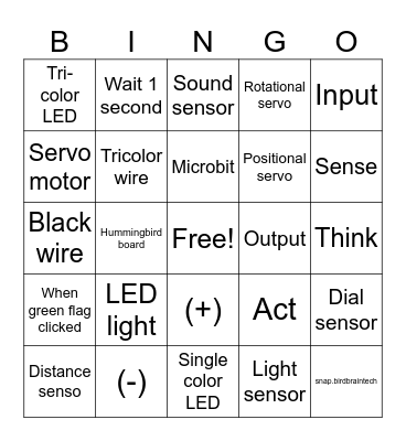 Hummingbird Bingo Card