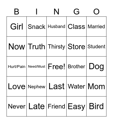 ASL Q1& Q2 Review Bingo Card