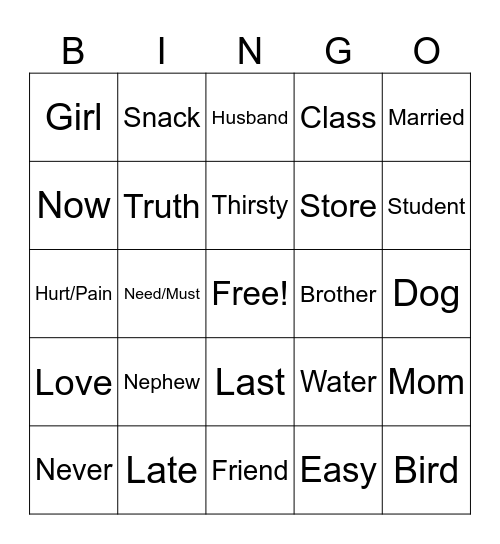 ASL Q1& Q2 Review Bingo Card