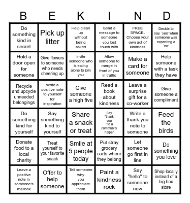 World Kindness Day 2025! Bingo Card