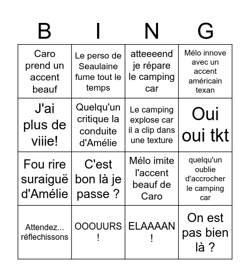Soirée RV There Yet ? Bingo Card