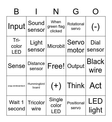 Hummingbird Bingo Card