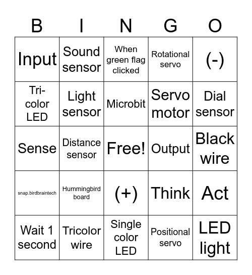 Hummingbird Bingo Card