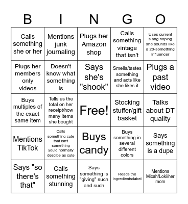 Crappy Girl DT Haul Bingo Card
