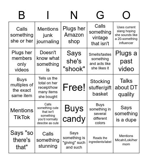 Crappy Girl DT Haul Bingo Card