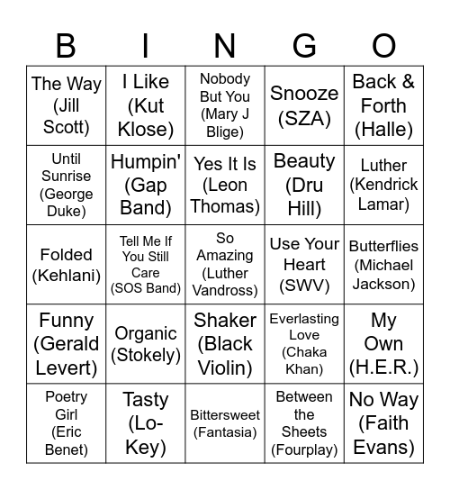 'Did you hear that song?' Bingo Card