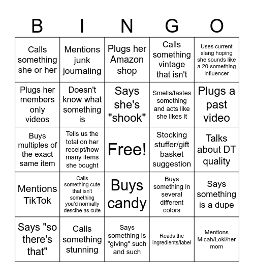 Crappy Girl DT Haul Bingo Card