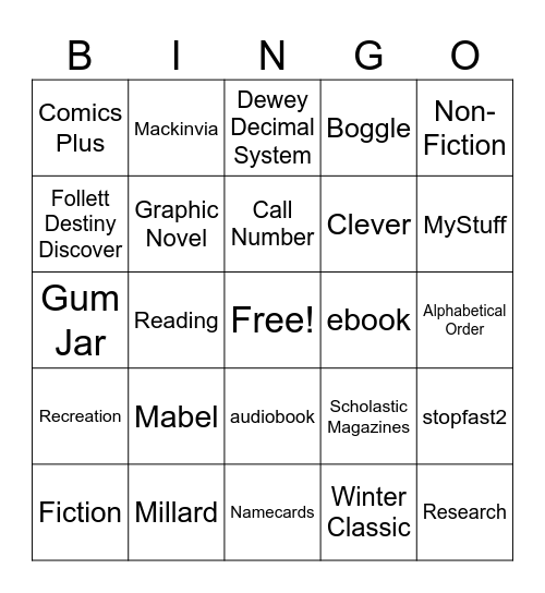 Fall Library Review Bingo Card