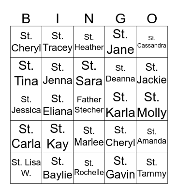 Saint Bingo Card