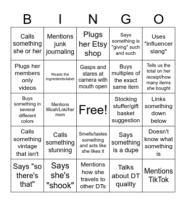 Crappy Girl DT Haul Bingo Card