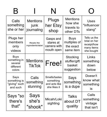 Crappy Girl DT Haul Bingo Card
