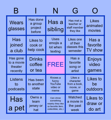 Icebreaker Bingo Card