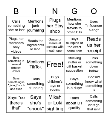 Crappy Girl DT Haul Bingo Card