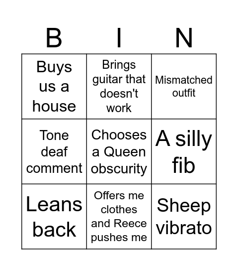 Lee jam bingo Card