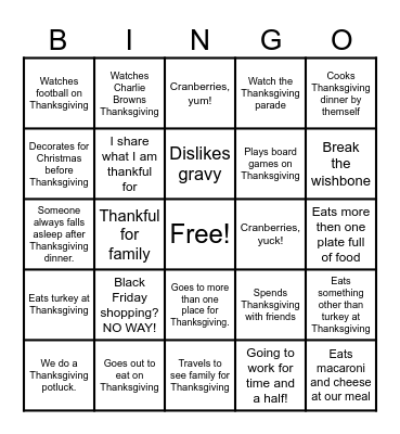Gobble Gobble Bingo Card