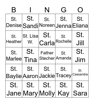 Saint Bingo Card