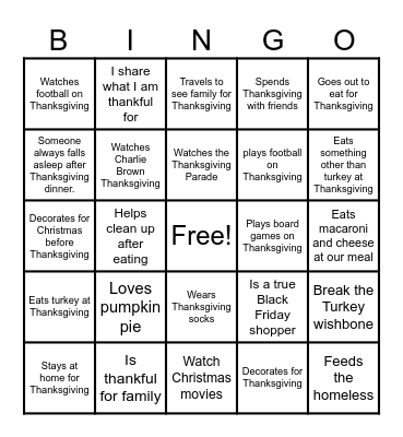 Gobble Gobble Bingo Card