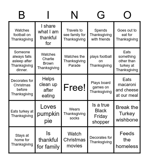 Gobble Gobble Bingo Card