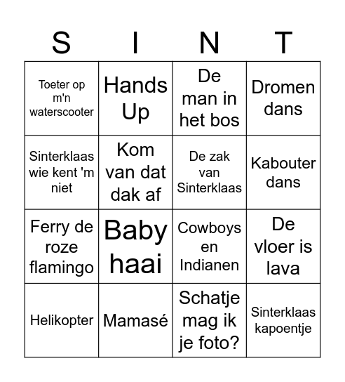 Muziekbingo by Jolanda Sinterklaas 2025 kids Bingo Card