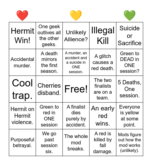 Listener Life S2 Official Bingo Card
