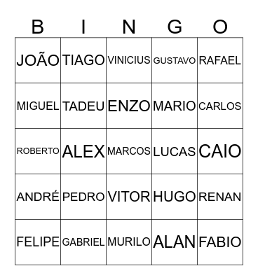 Chá de Bebê do Pedro Bingo Card