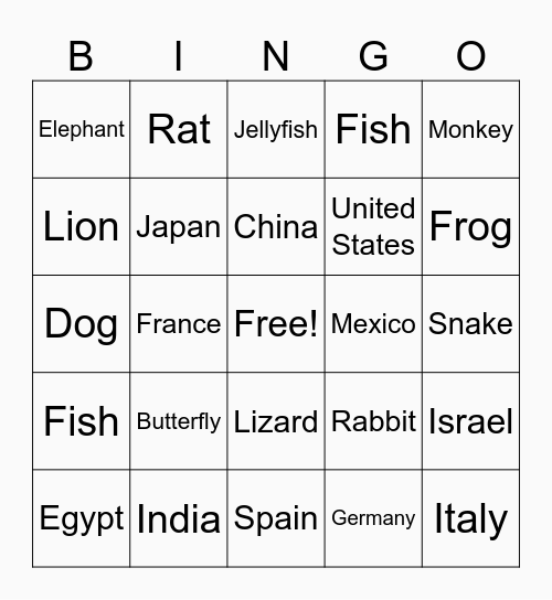 ASL VOCAB BINGO Card
