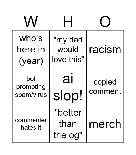 WHO IS ISAIAH? AI SLOP BINGO Card