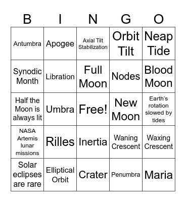 Moon Bingo Card