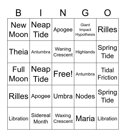Moon Bingo Card
