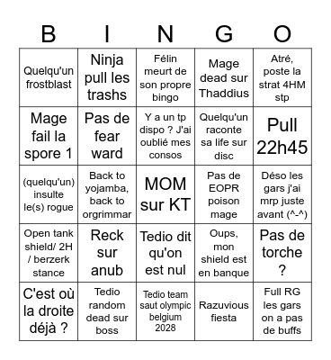Hostile small bingo Card