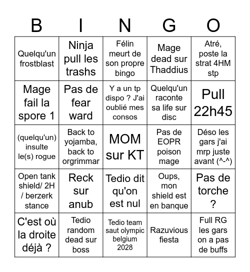 Hostile small bingo Card