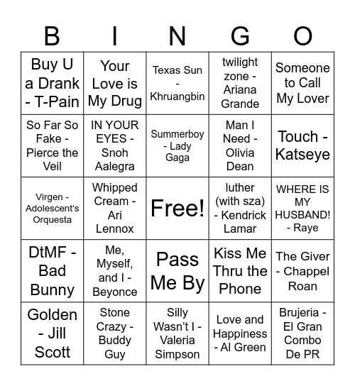 Kai’s New Bingo Hour Bingo Card