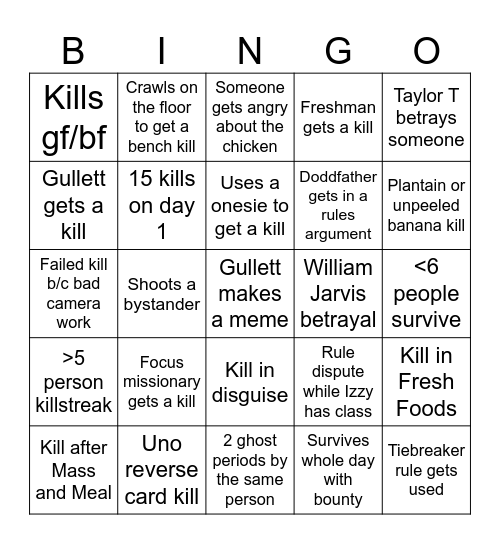 Bang Bingo Card