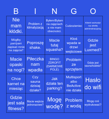 ZDROFIT BINGO Card