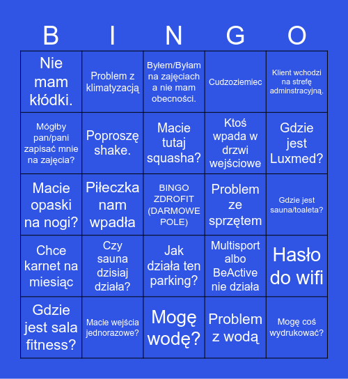 ZDROFIT BINGO Card