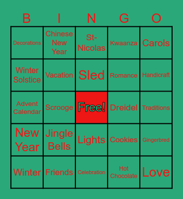 RPD Holiday Bingo Card
