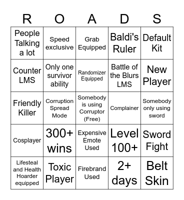 Corrupted Crossroads Bingo Card