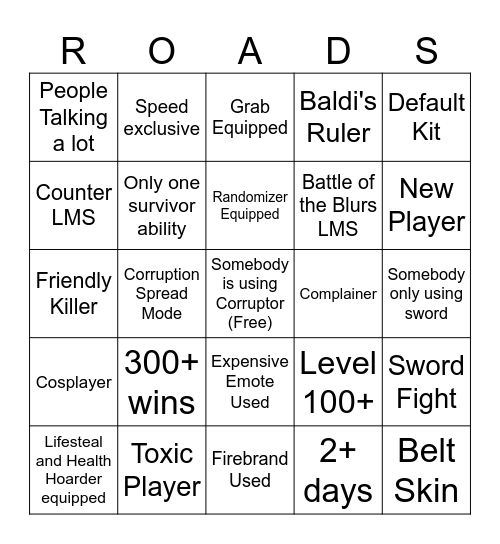 Corrupted Crossroads Bingo Card