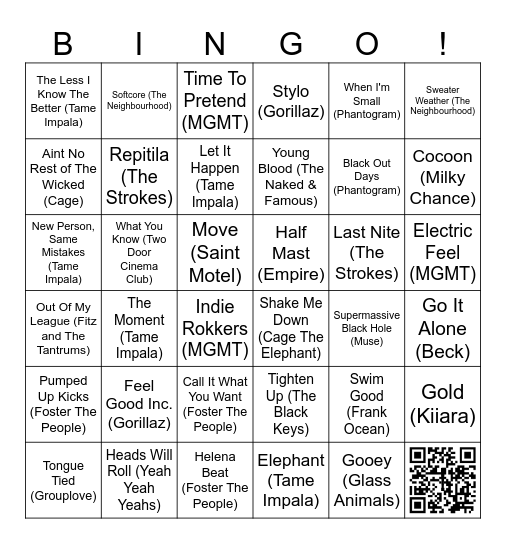2010s Indie Classics Bingo Card