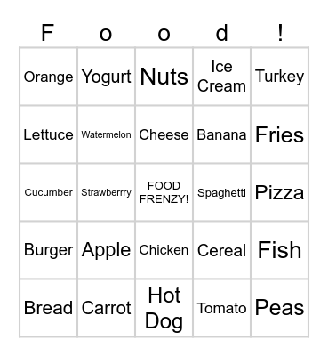 Are you hungry? Bingo Card