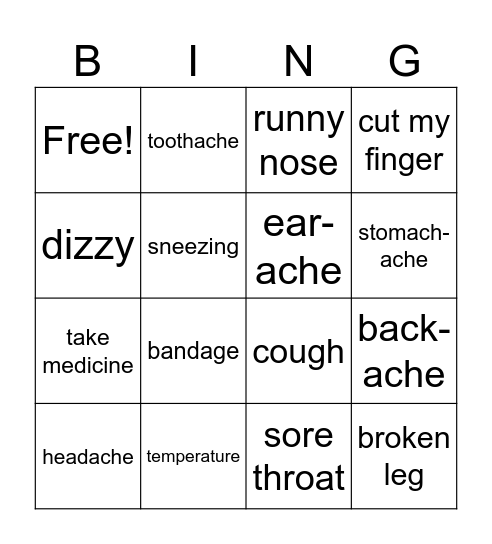 At doctor's Bingo Card