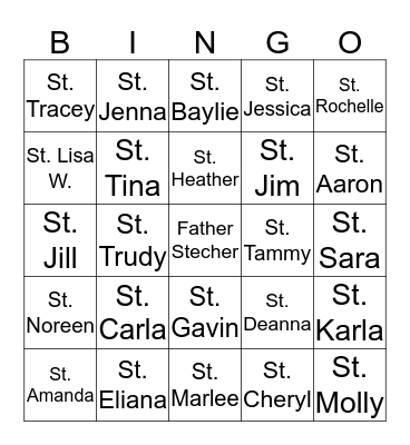 Saint Bingo Card