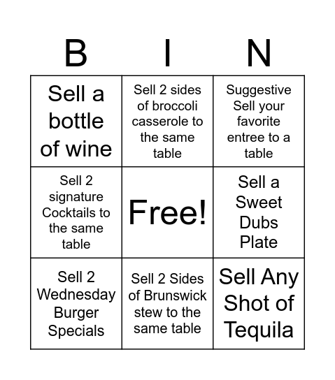 Barbeque Bingo Card